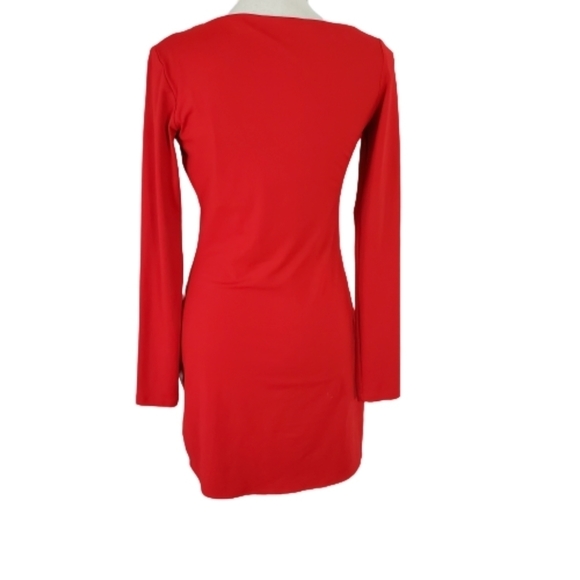 Susana MONACO RED LONG SLEEVE ASYMMETRICAL DRESS - Picture 7 of 11